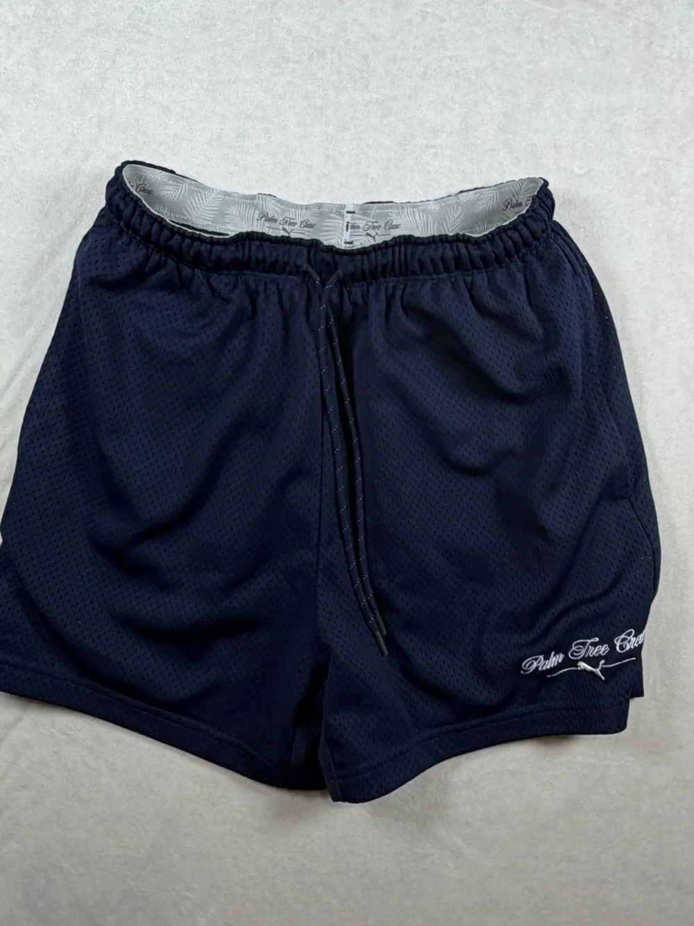 Puma Palm Tree Crew Size Small Men's Navy Blue Athletic Mesh Shorts